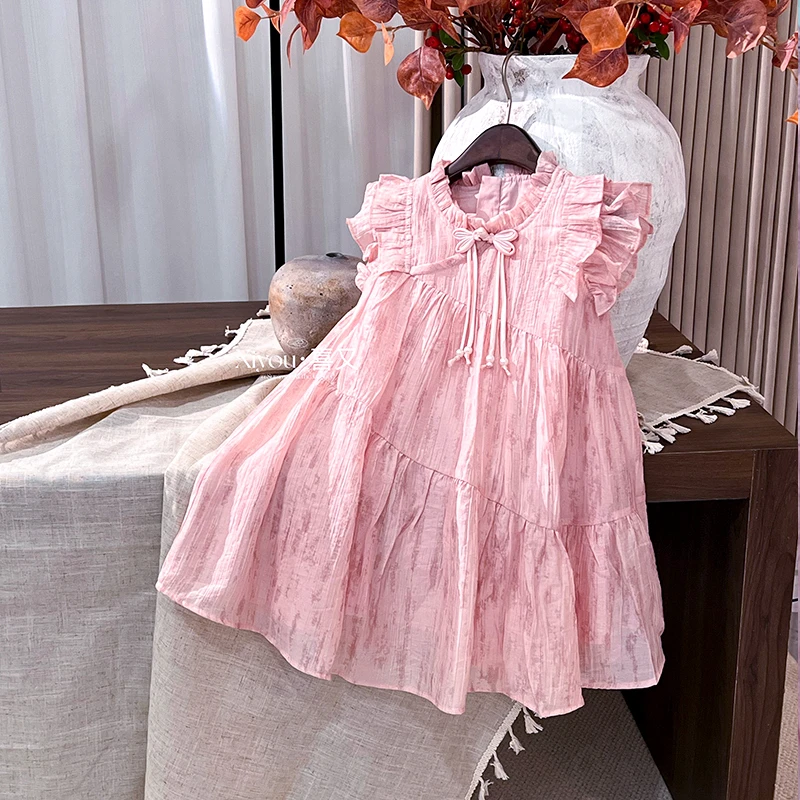 【现货】夏季新款女童背心裙设计款中式飞袖公主晕染连衣裙送礼品袋