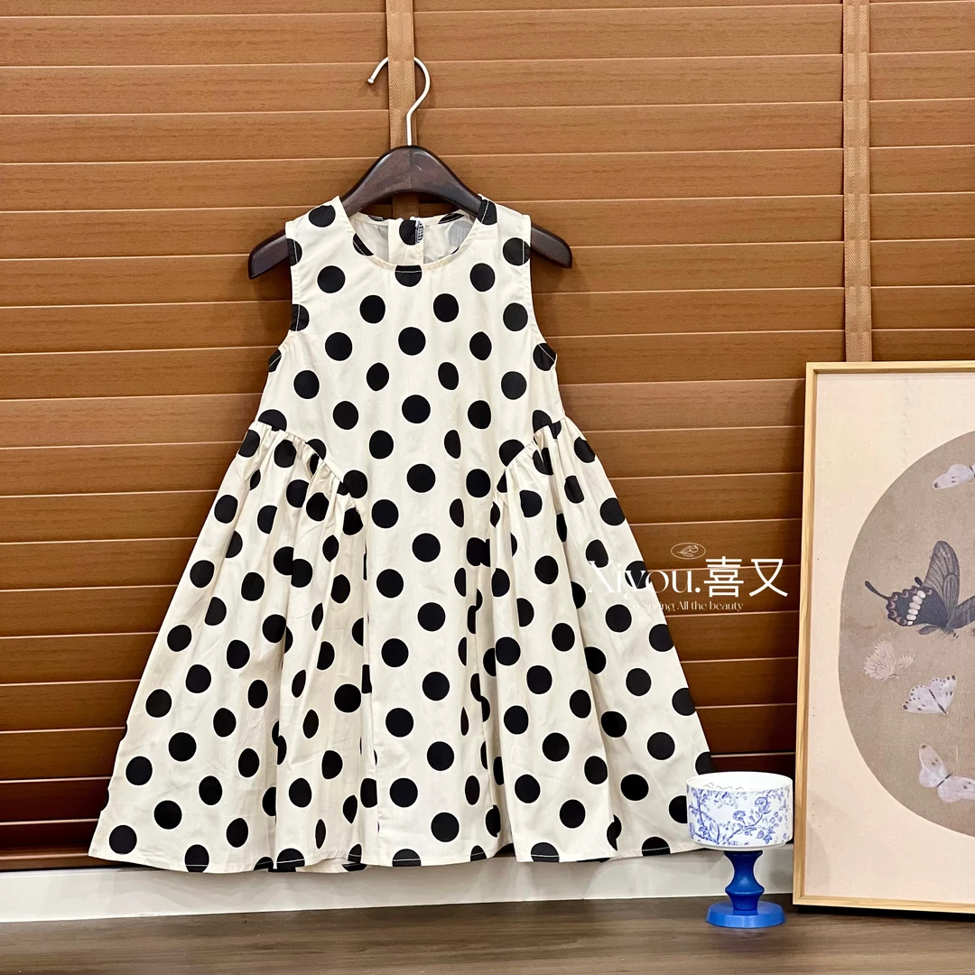 【断码清仓】夏季新款女童背心裙无袖圆点小公主纯棉连衣裙送礼品袋