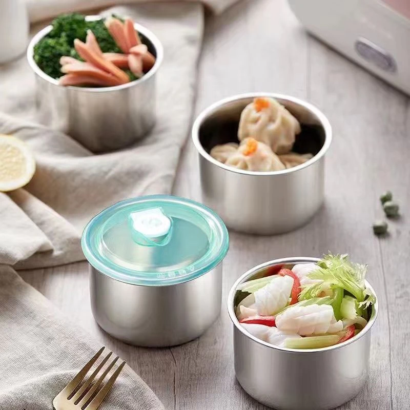 拍一发四 食品级不锈钢带盖保鲜不串味蛋糕水果捞露营野餐保鲜盒