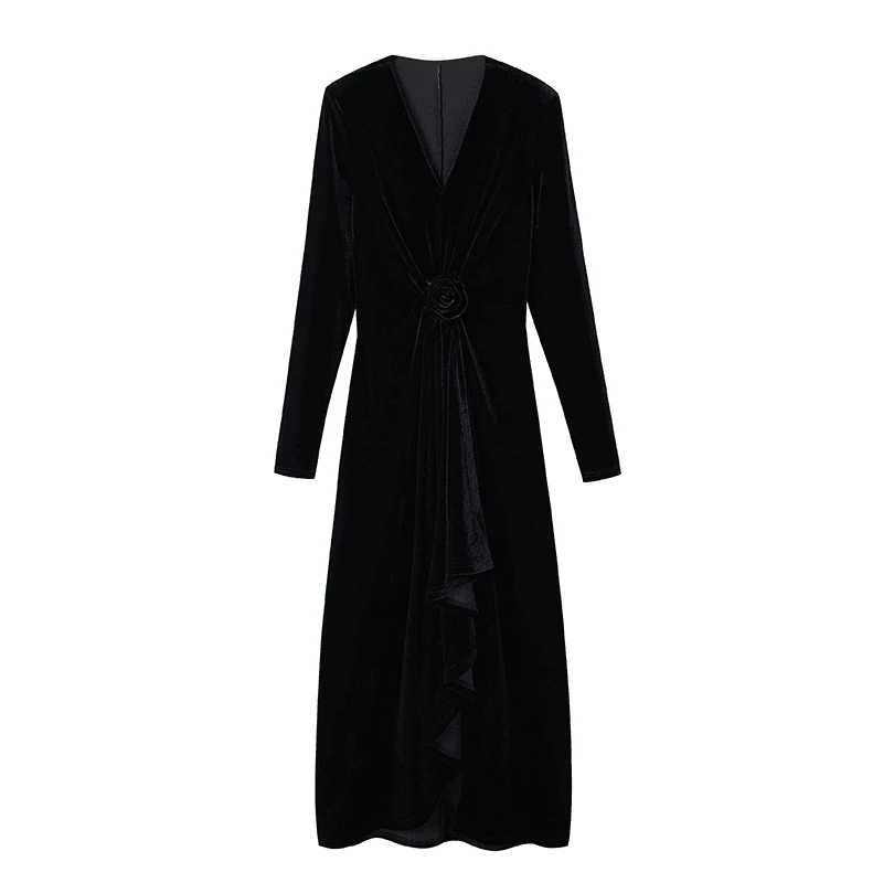 女装连衣裙显瘦气质时尚黑色法式收腰轻奢复古赫本风设计师010