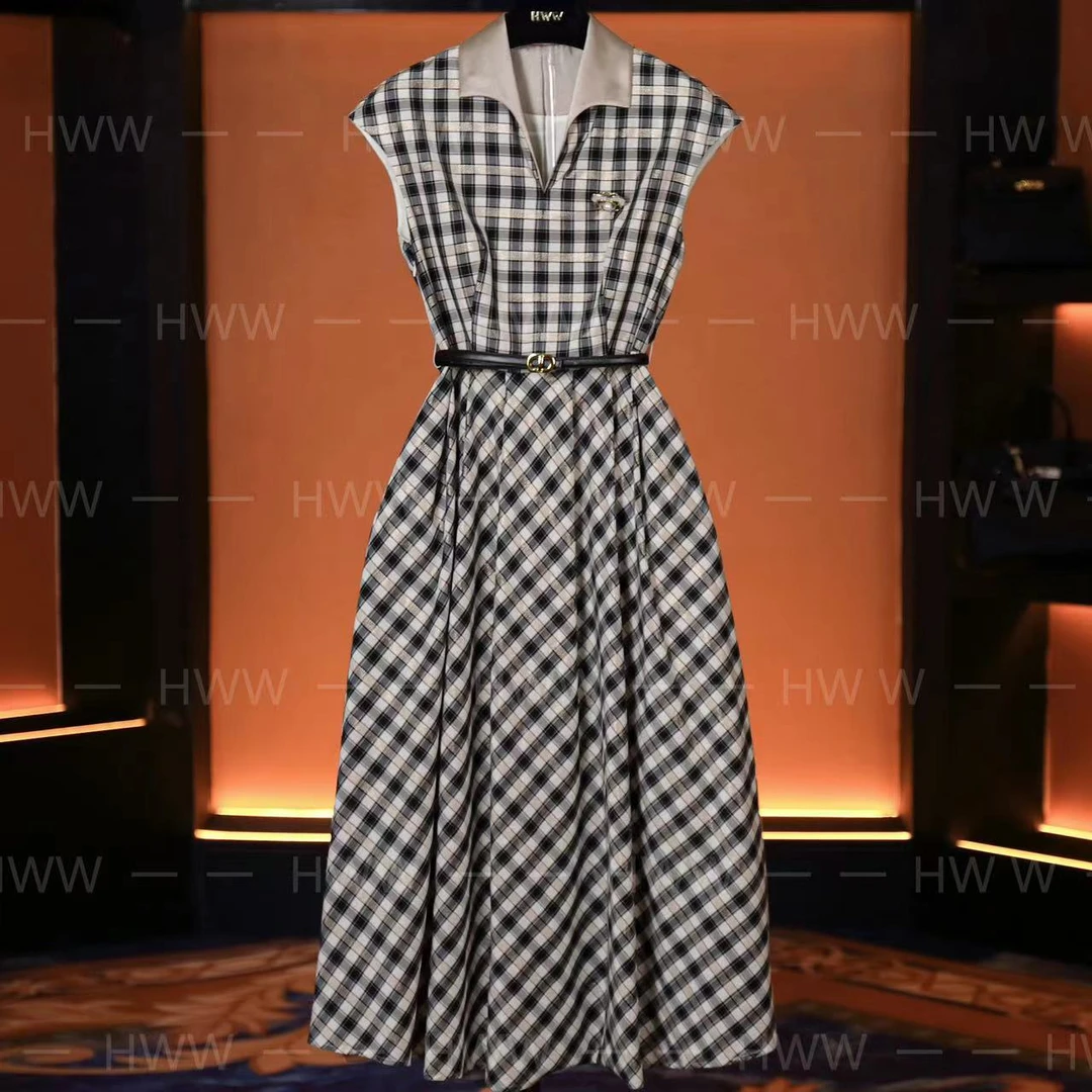 HWW轻奢设计师女装连衣裙优雅气质修身时尚收腰连衣裙HZ1015