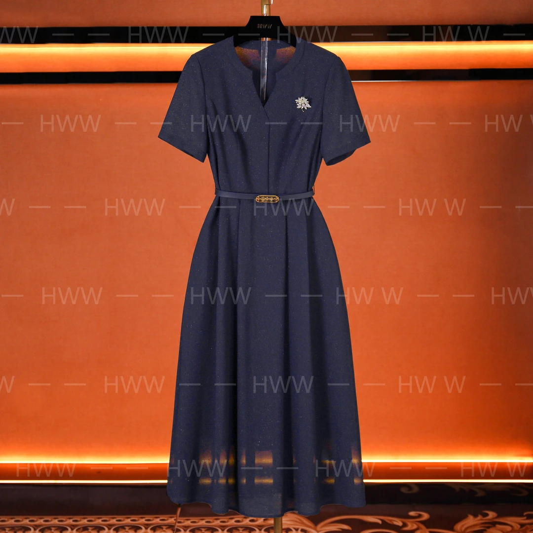 HWW轻奢设计师女装连衣裙优雅气质修身时尚收腰连衣裙DHZFF402088