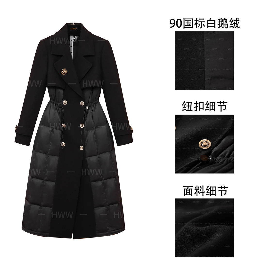 鹅绒服(袖子加白鹅绒)英伦潮流时尚经典法式收腰羽绒服HA1206