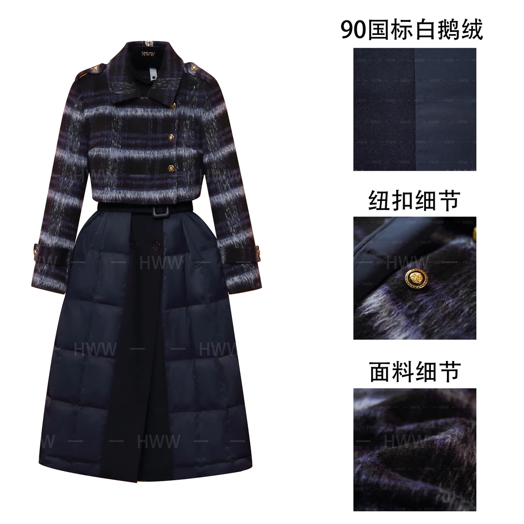 阿芝专属鹅绒服(袖子加白鹅绒)英伦潮流时尚法式收腰羽绒服HA1320