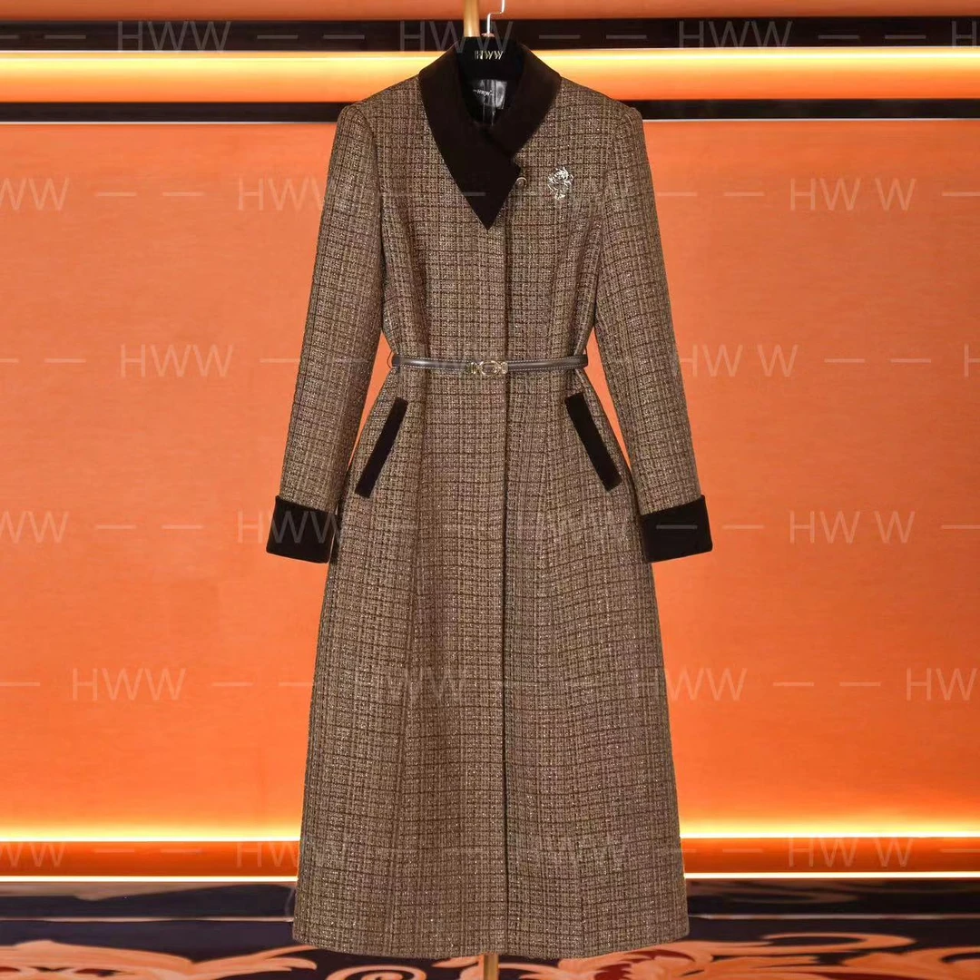 轻奢设计师女装晚秋风衣优雅气质修身女士时尚收腰风DHZFF405205