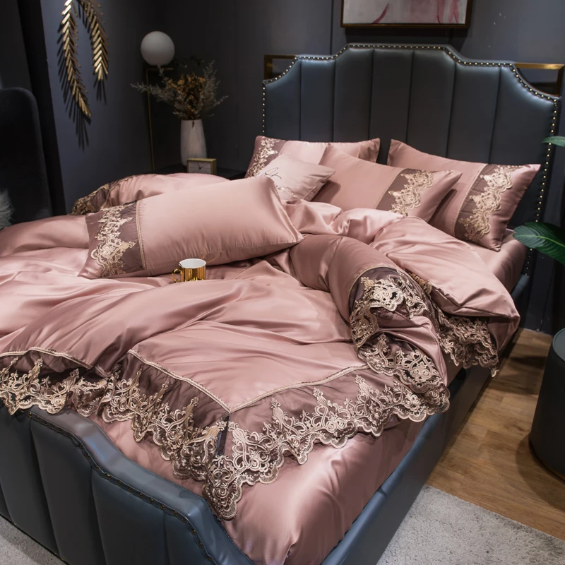 凉感欧式轻奢冰丝四件套高档夏天60支双面水洗高级感床笠床单被套