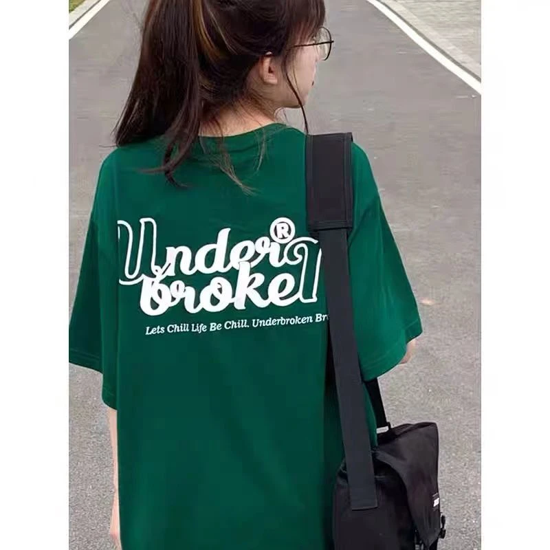 【纯棉】2025夏季新款纯棉短袖T恤上衣情侣装字母百搭宽松潮