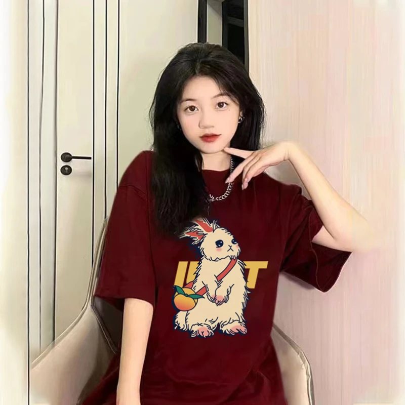 【 纯棉】2025夏季新款中长款短袖T恤ins上衣情侣装百搭宽松