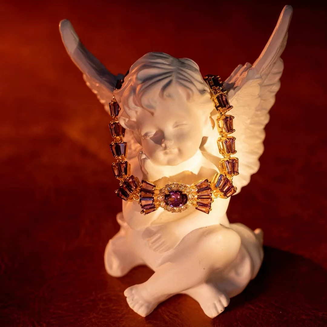 铜合金锆石手链 约瑟芬--紫色法式手链