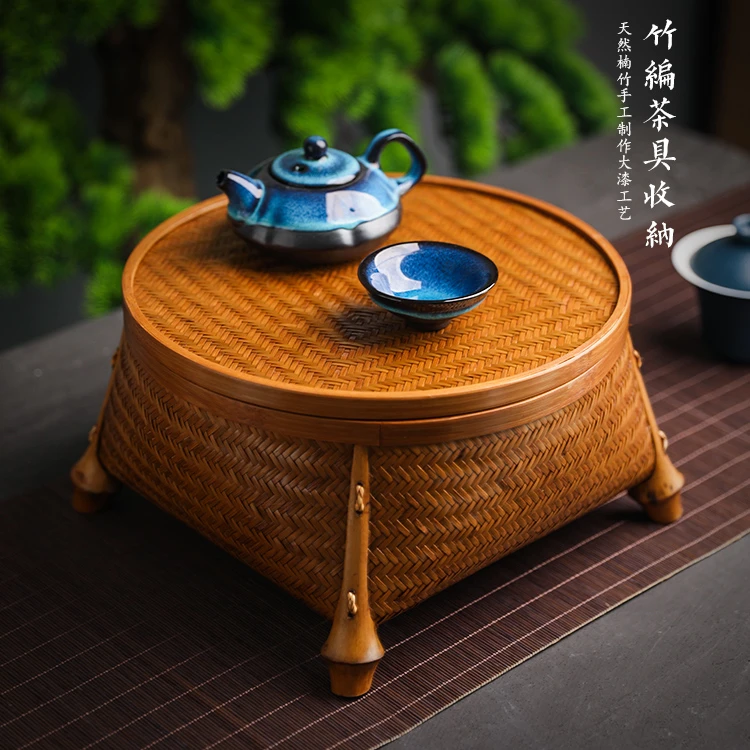 储物篮储物篮手工竹编大漆储物篮小茶台干泡台大漆竹筐水果篮竹子