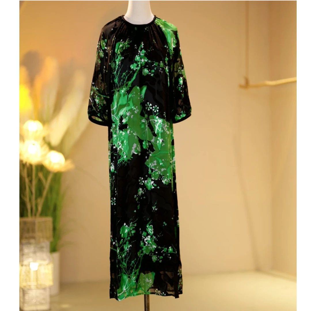 桑蚕丝高定轻奢时尚气质减龄优雅连衣裙 2405022