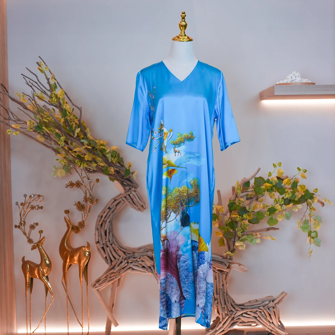 高定时尚气质桑蚕丝连衣裙23090030