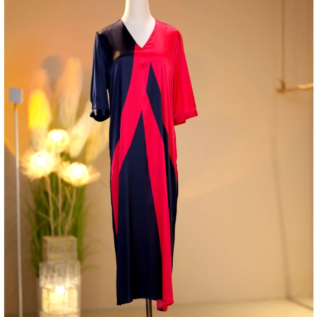 桑蚕丝高定轻奢时尚气质减龄优雅连衣裙 2405045