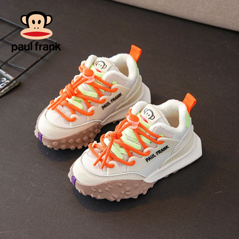 大嘴猴儿童保暖皮网面老爹运动鞋2023冬季新款男女童鞋秋冬童鞋潮