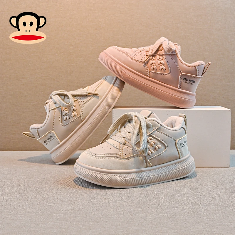 大嘴猴童鞋女童运动鞋2023新款加绒二棉鞋冬季休闲板鞋冬款儿童鞋