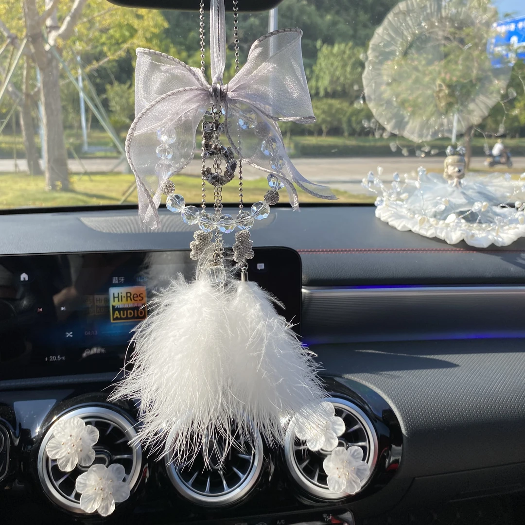 汽车挂件创意轻奢水晶车载后视镜吊坠车 网红女神汽车用品小香风