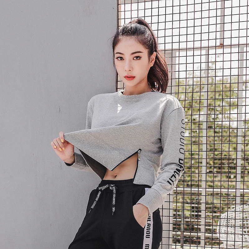 运动休闲卫衣女秋季新款宽松套头时尚圆领T恤瑜伽长袖跑步健身衣