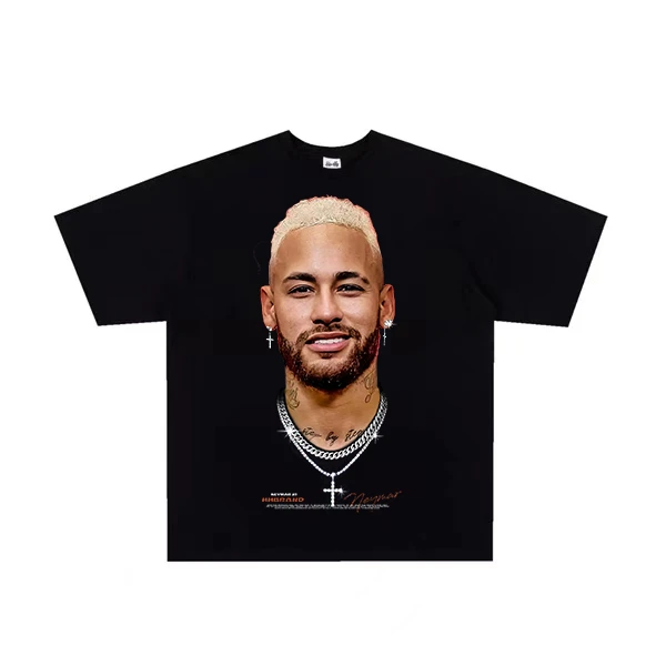 HHbrand内马尔美式复古做旧T恤重磅纯棉数码直喷短袖长袖