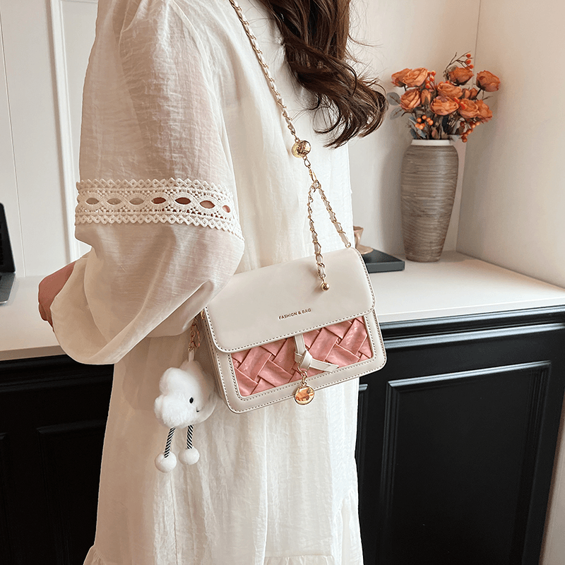 法式小方包流行链条包包女百搭洋气森系新款时尚高级单肩 斜挎包