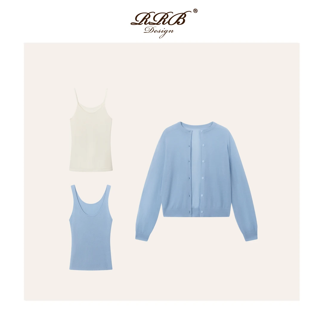 RRB Design「cozy fit」气质羊毛混纺毛织毛衣针织衫背心三件套