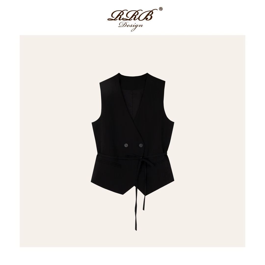 RRB Design「贵族衣橱」天丝亚麻系带收腰马甲外套