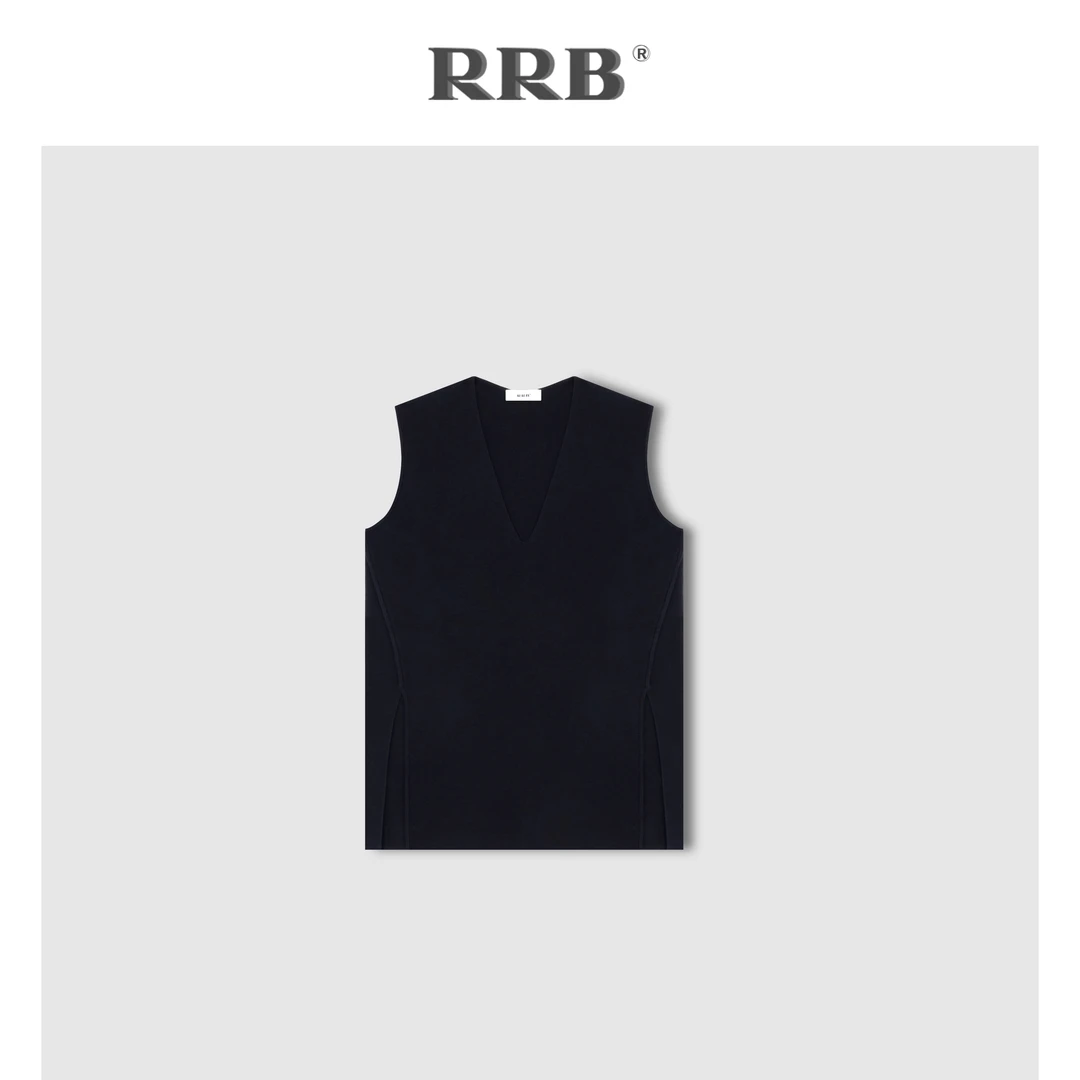 RRB 「静奢雅致」松弛感row风高支羊毛混纺开衩V领毛织背心
