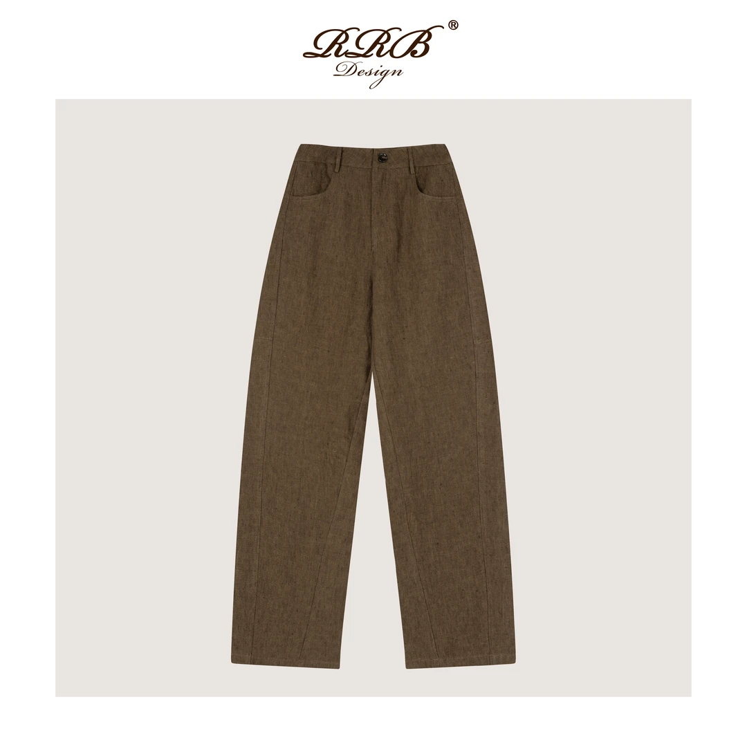 RRB Design「自然惬意」100%洗水亚麻廓型剪裁百搭休闲裤