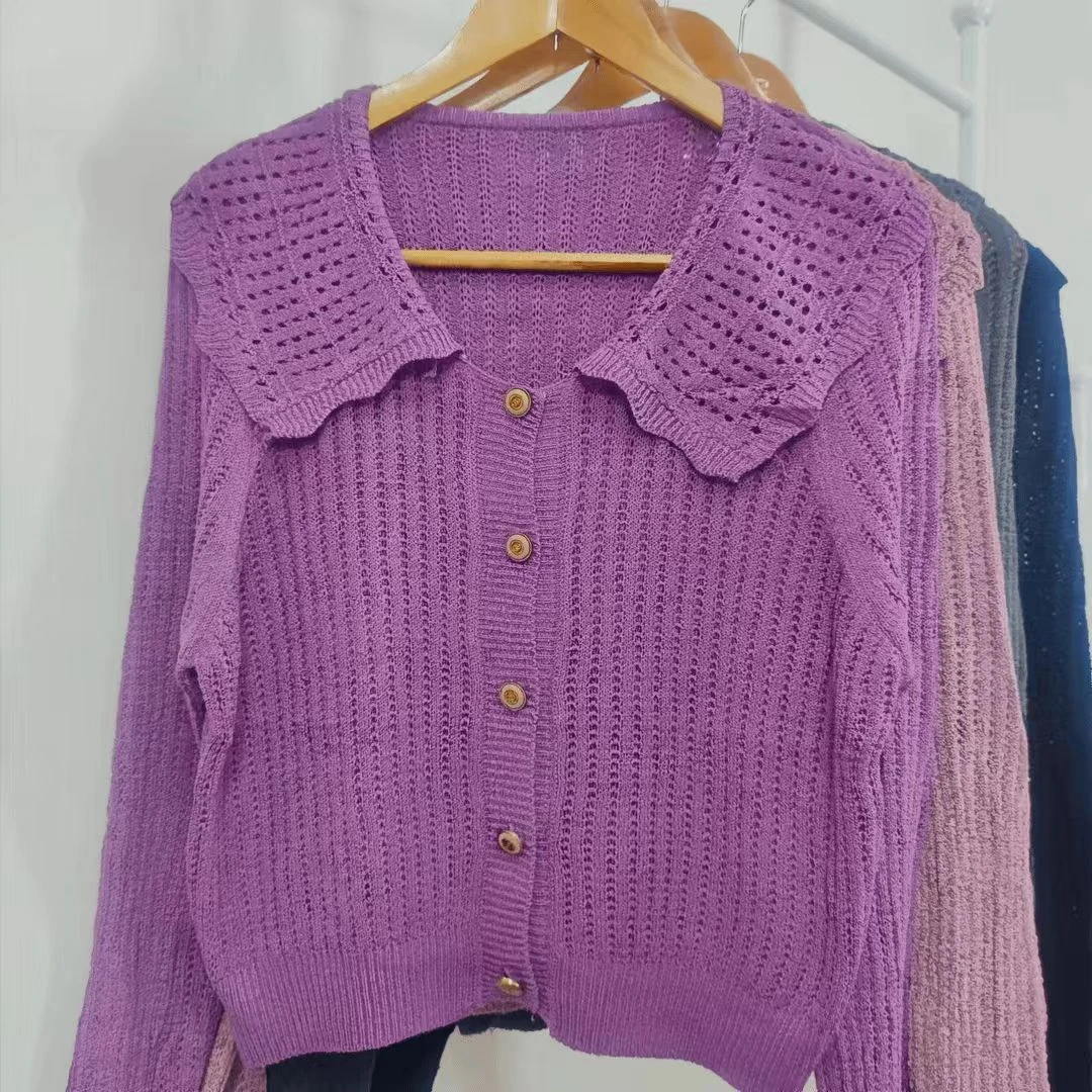 【新疆包邮】大码胖mm小香风针织开衫女秋冬2024气质娃娃领毛衣外套