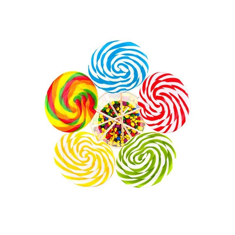 毕业季礼物糖果彩虹棒棒糖大号七彩色圆形棒棒糖波板糖