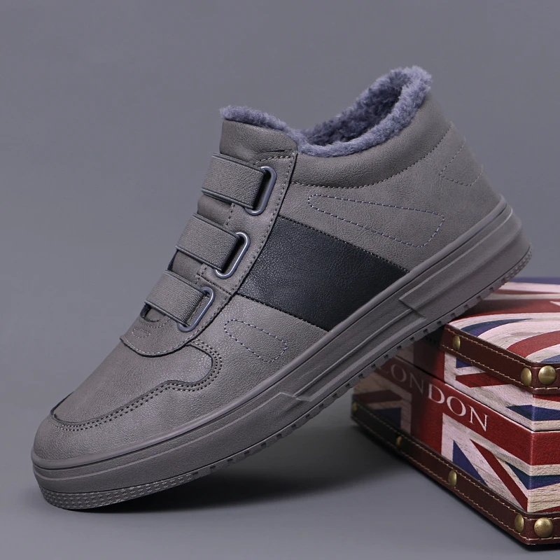 2023冬季新款男鞋加绒加厚保暖鞋时尚潮流不系带棉鞋高帮鞋*23110