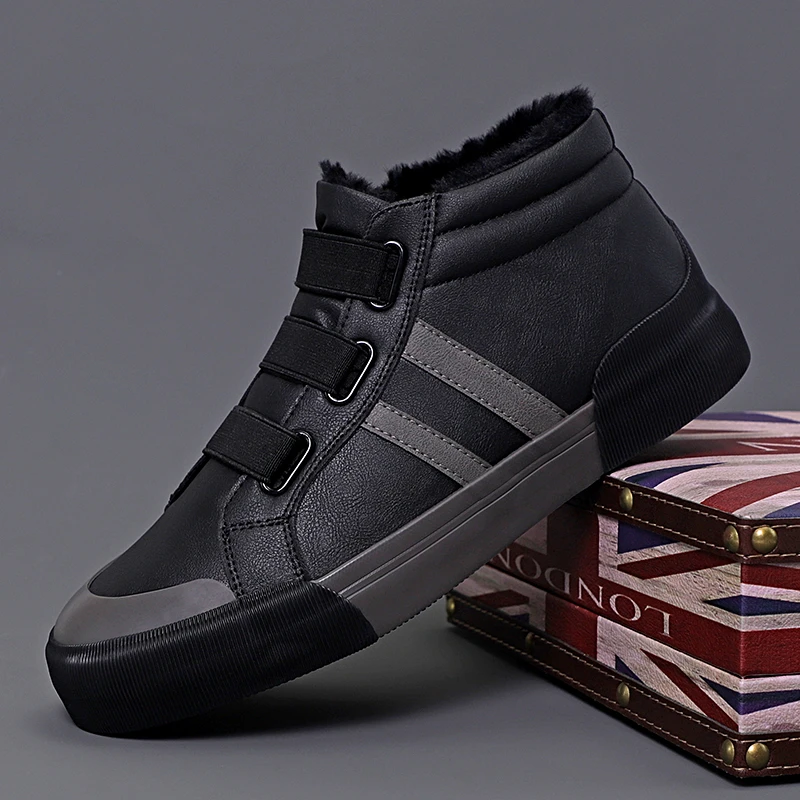 2023冬季新款潮鞋加绒保暖男鞋高帮鞋不系带加毛加厚雪地鞋*23115