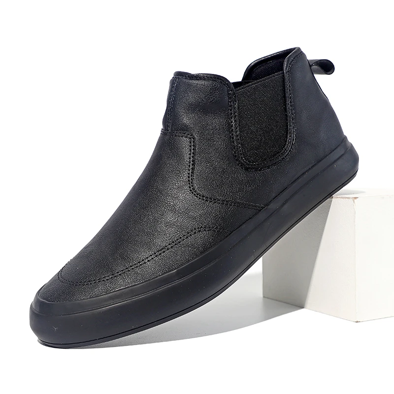 2022秋冬季新款男士高帮鞋时尚潮流男休闲皮鞋套脚男鞋潮鞋*22397