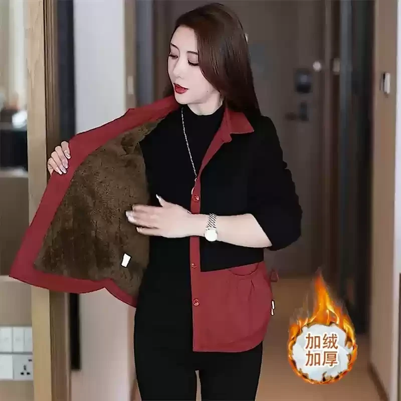 韩版加绒加厚休闲外套女2025冬季新款时尚减龄小个子气质百搭棉衣