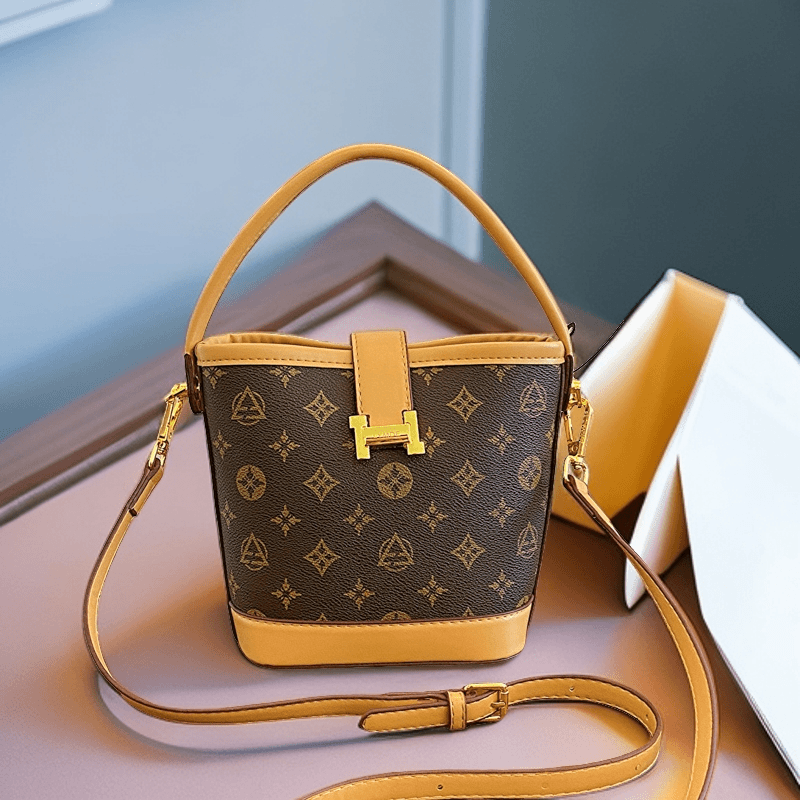 肩包时尚女士水桶包百搭潮流复古经典印花网红简约小众秋冬斜跨包