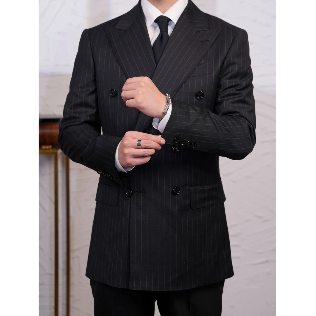 【KORTWILL】VBC维达莱150支华尔街系列男士修身职业条纹西服套装