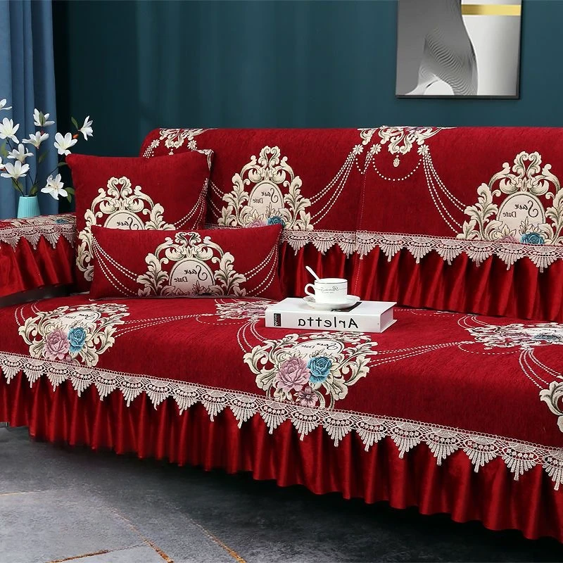 雪尼尔靠背盖布四季通用沙发套罩定制防滑坐垫子全包套欧式沙发垫