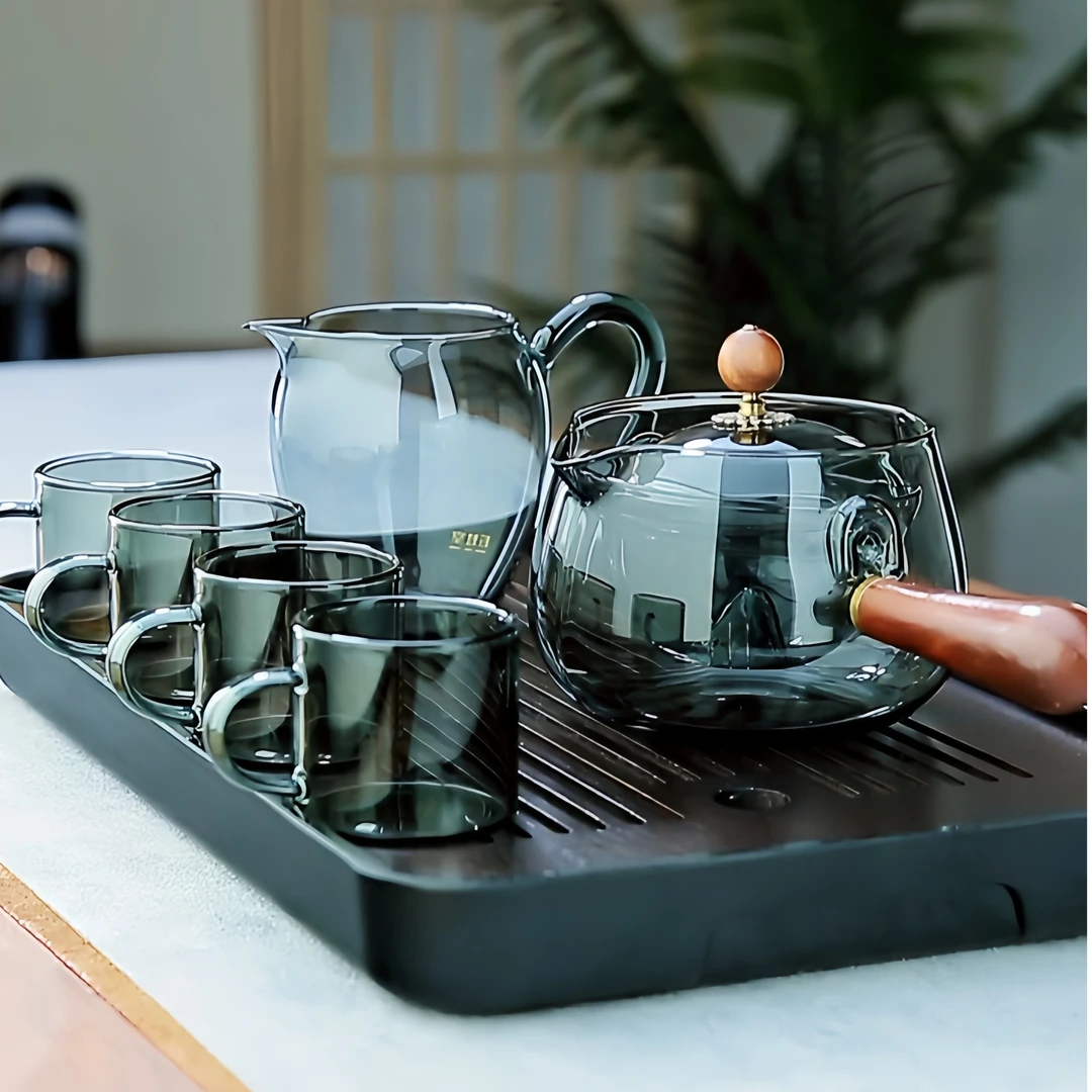 高级灰旋转逍遥泡茶器套装