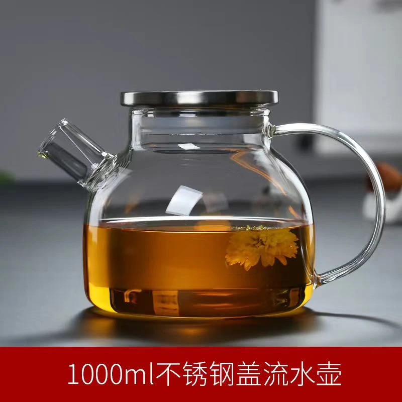 加厚1000ml大容量耐热冷水壶凉水杯耐高温玻璃水壶家用玻璃茶壶