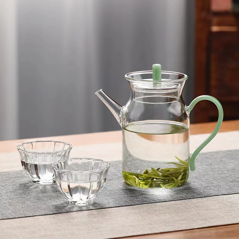 仿宋手执壶小号透明绿茶壶泡茶壶花茶壶高硼硅玻璃耐高温功夫茶具