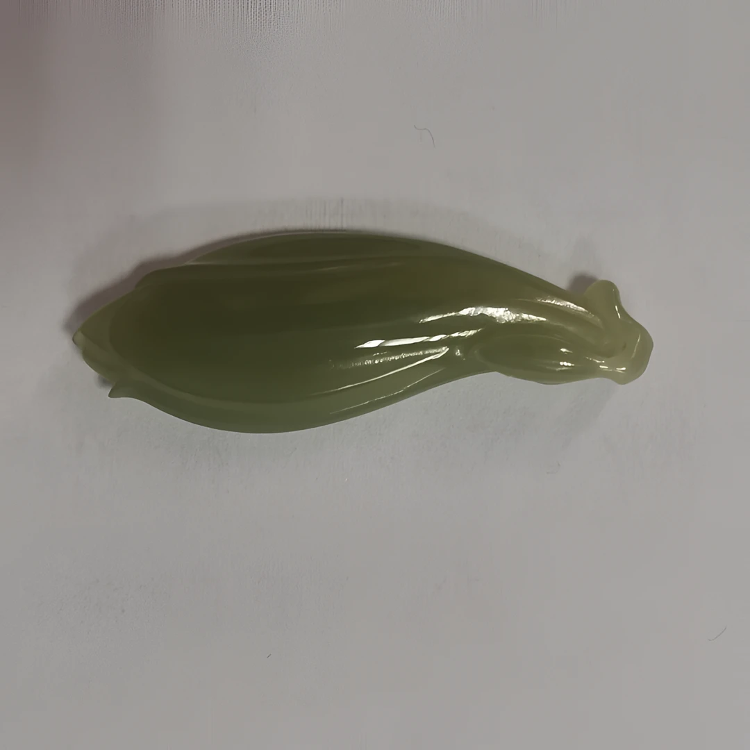 和田玉青海料一细湖水绿玉兰花挂件手工绿色古风