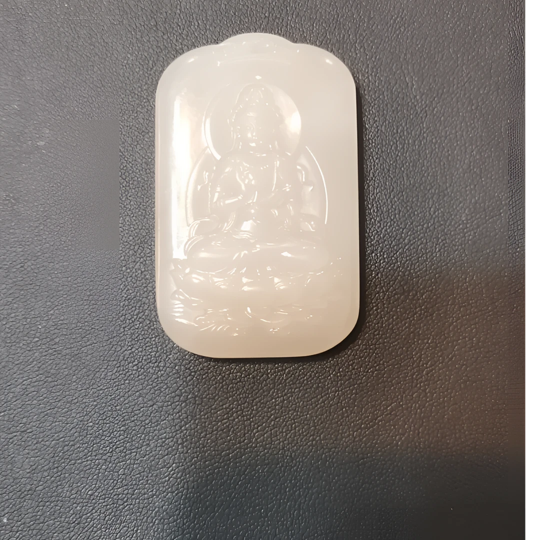 和田玉青海料藕粉3*5观音牌