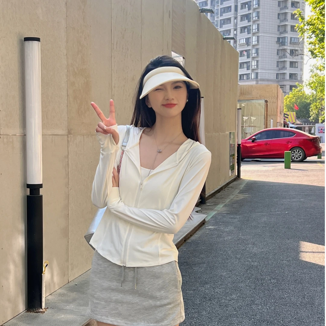 氧气少女连帽款防晒衣女夏季运动气质修身显瘦户外防晒衣防紫外线