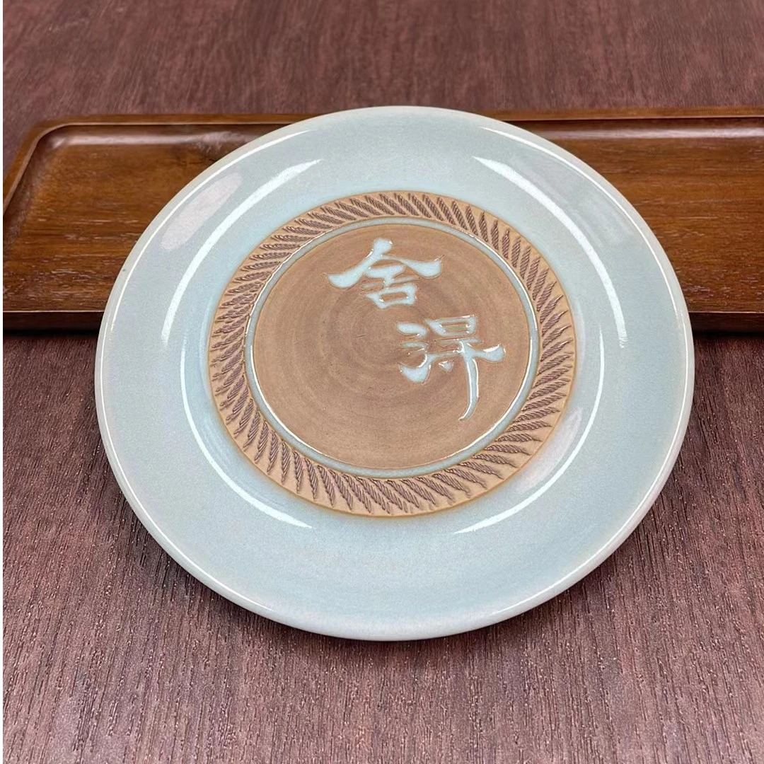 【寻梦】汝瓷杯垫壶承盖置汝州手工天青色玉青汝窑杯架茶盖托