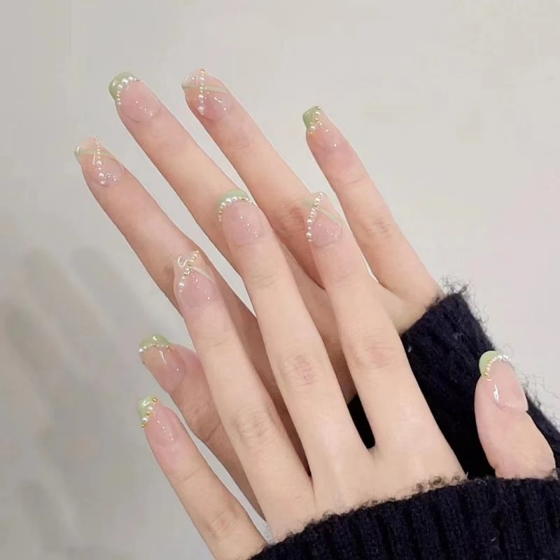 【手工美甲】手绘简单时尚 裸色百搭穿戴甲 春天来了 指甲贴片