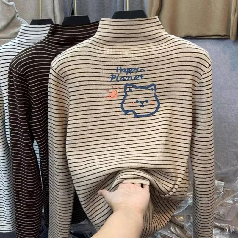 女童保暖打底衫2025秋冬新款中大儿童德绒内搭洋气半高领长袖上衣