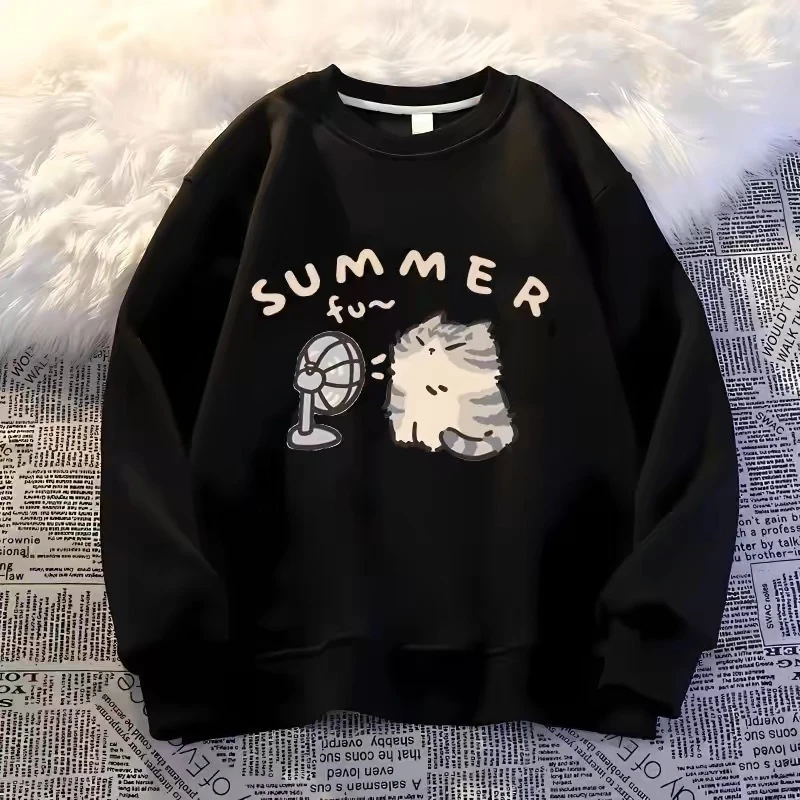 中大童秋冬纯棉圆领卫衣秋冬新款学生男女儿童卡通印花加绒上衣潮