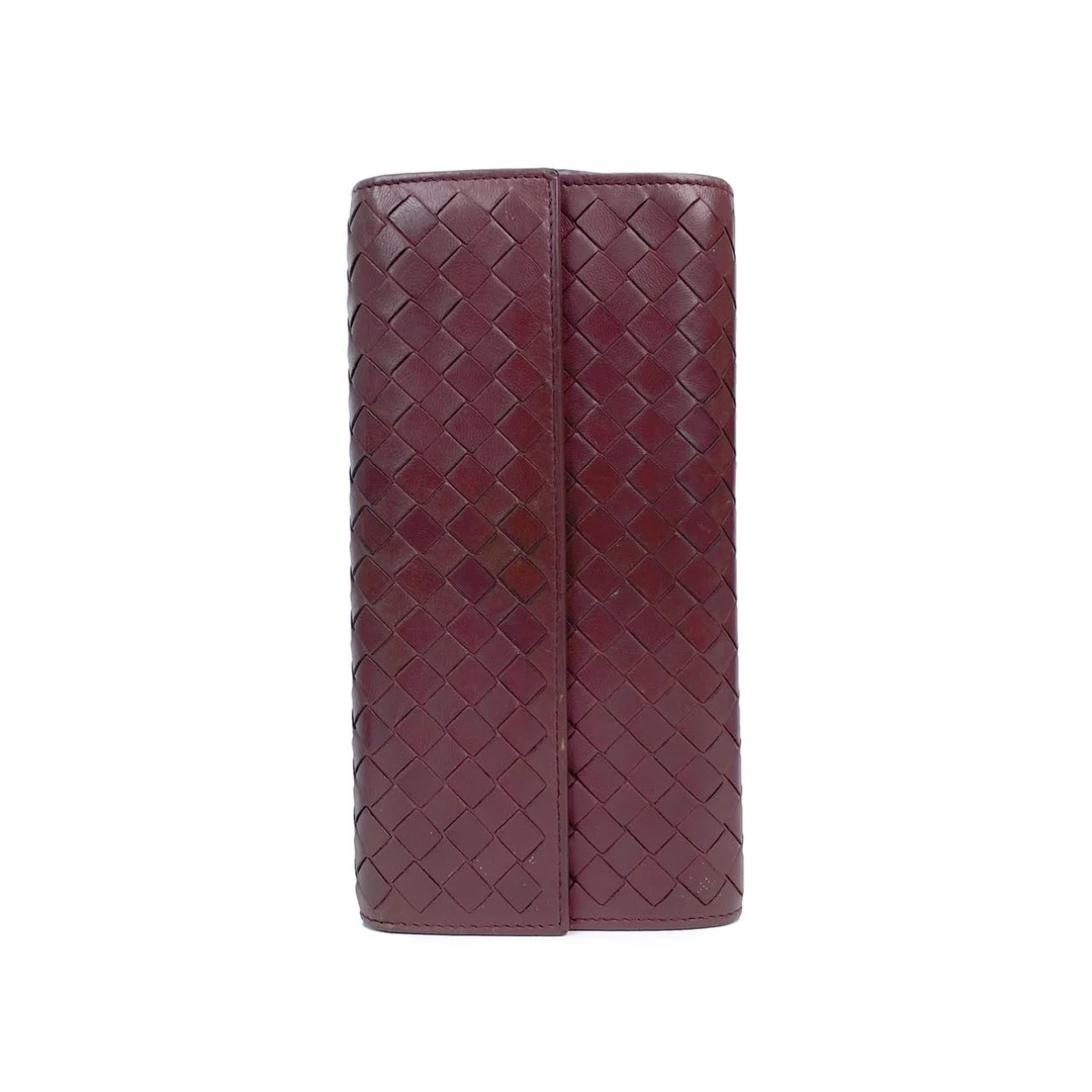 95新 BOTTEGA VENETA/葆蝶家 耦褐色牛皮编织钱包