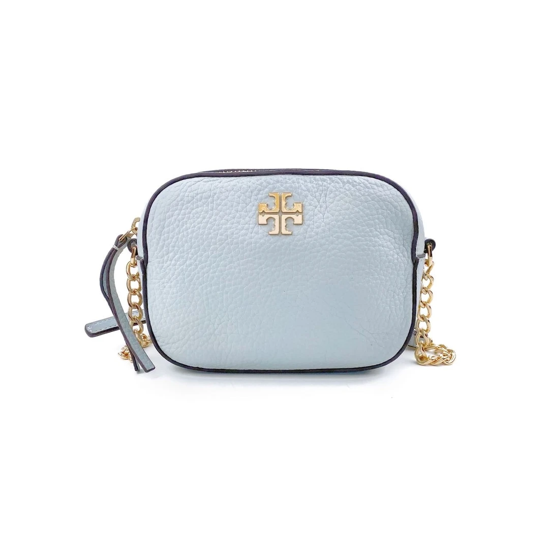 95新 Tory Burch/汤丽柏琦 浅蓝色金标相机包单肩包