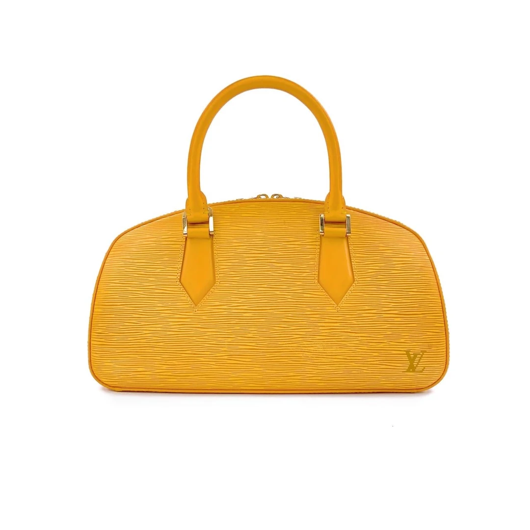 95新 LouisVuitton/路易威登 黄色水波纹牛皮法棍手提包