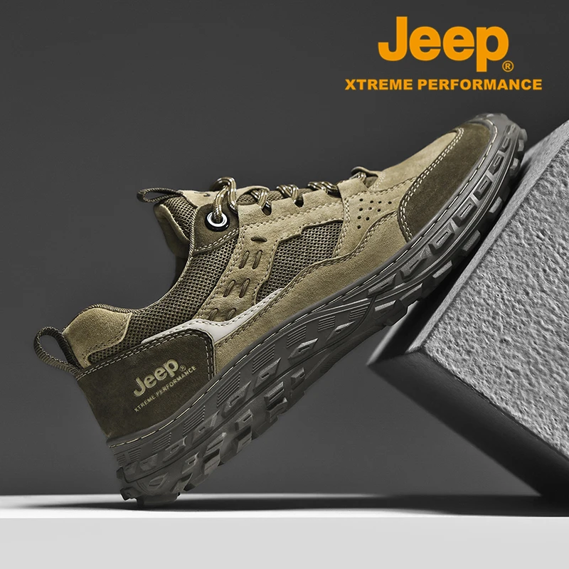 JEEP/吉普户外徒步运动鞋男秋季轻便透气鞋防滑耐磨软底登山鞋男
